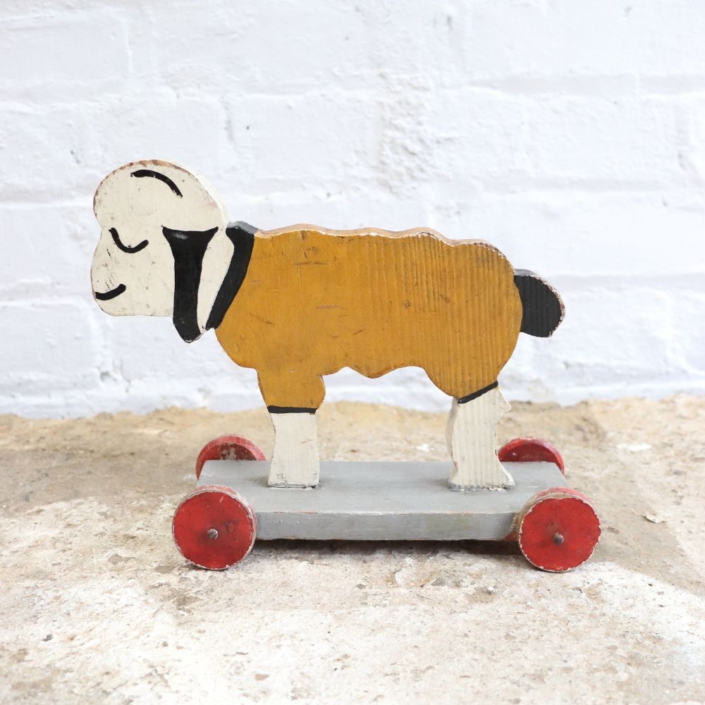 Lovely Antique French Wooden Pull Along Toy