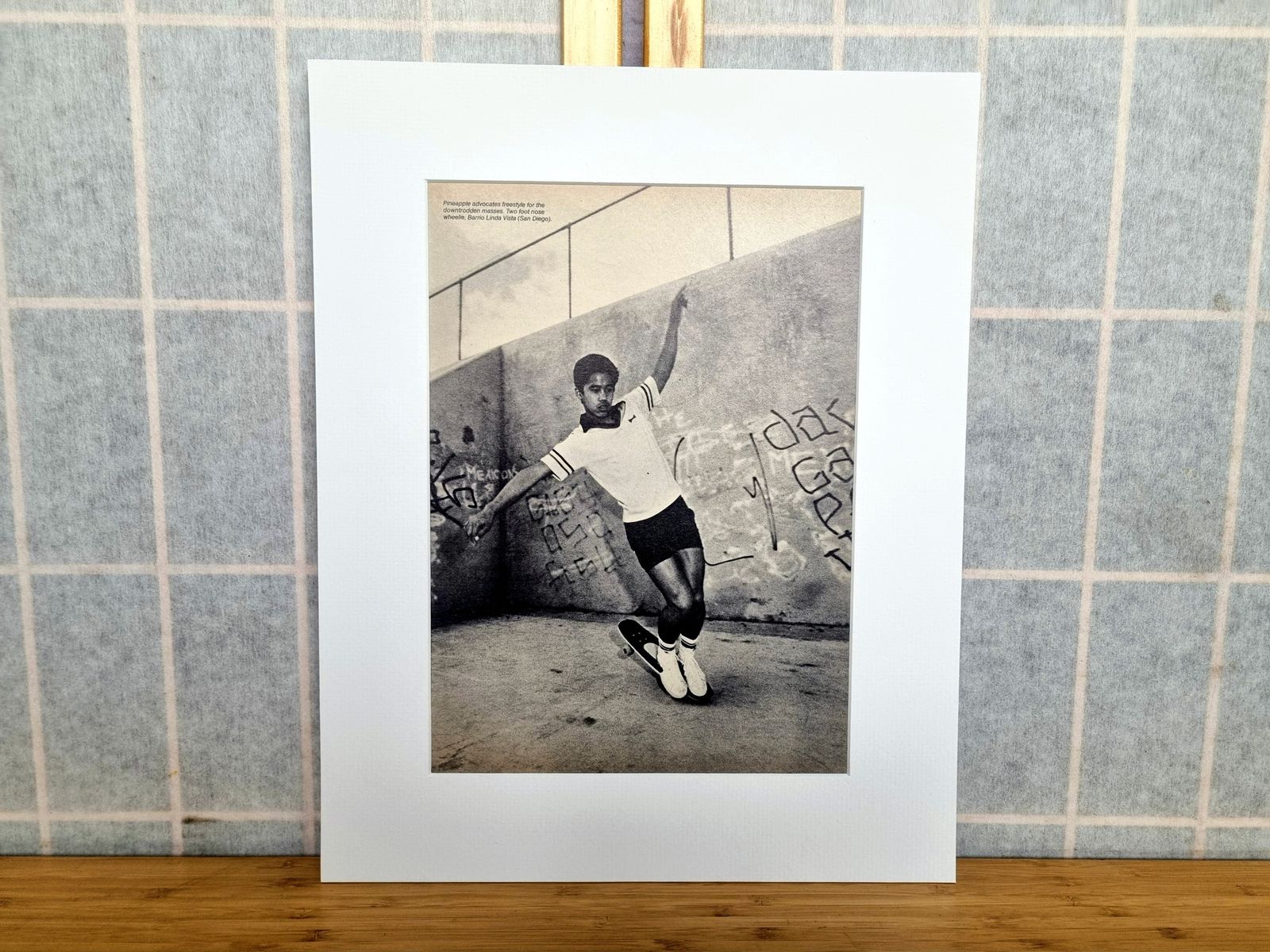 Skate Culture Photo Page, 1980s Freestyle Skateboarding Print, Doug Pineapple Saladino G&S Era, Collector Art, San Diego Barrio Linda Vista photo buy
