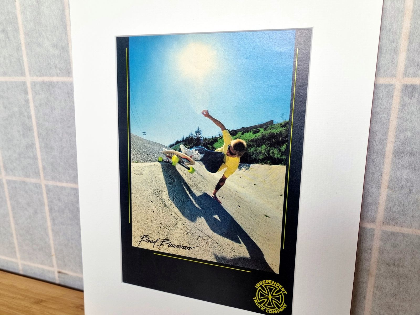 Vintage Skateboard Photo Advertisement, Independent Truck Company Brad Bowman, 1980s Downhill Slide Magazine Page, California Style