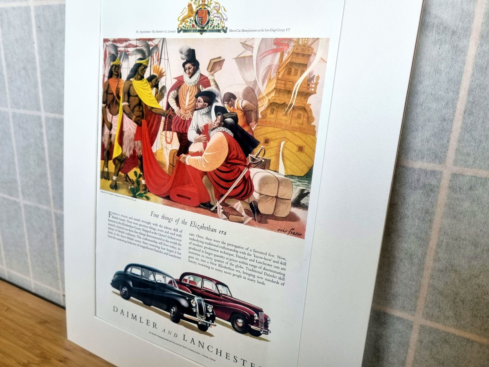 Vintage Car Advertisement, Daimler Lanchester 1950s Page, Illustrated Motoring Art, 14.5x10 Inch British Ephemera photo 115.0