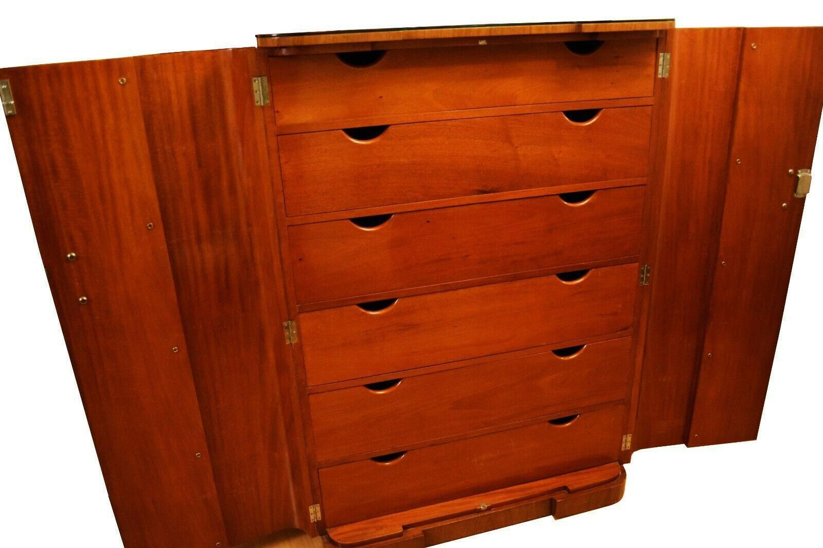 Stunning Epstein Art Deco Amboyna And Walnut Tall Boy Linen Chest photo furniture