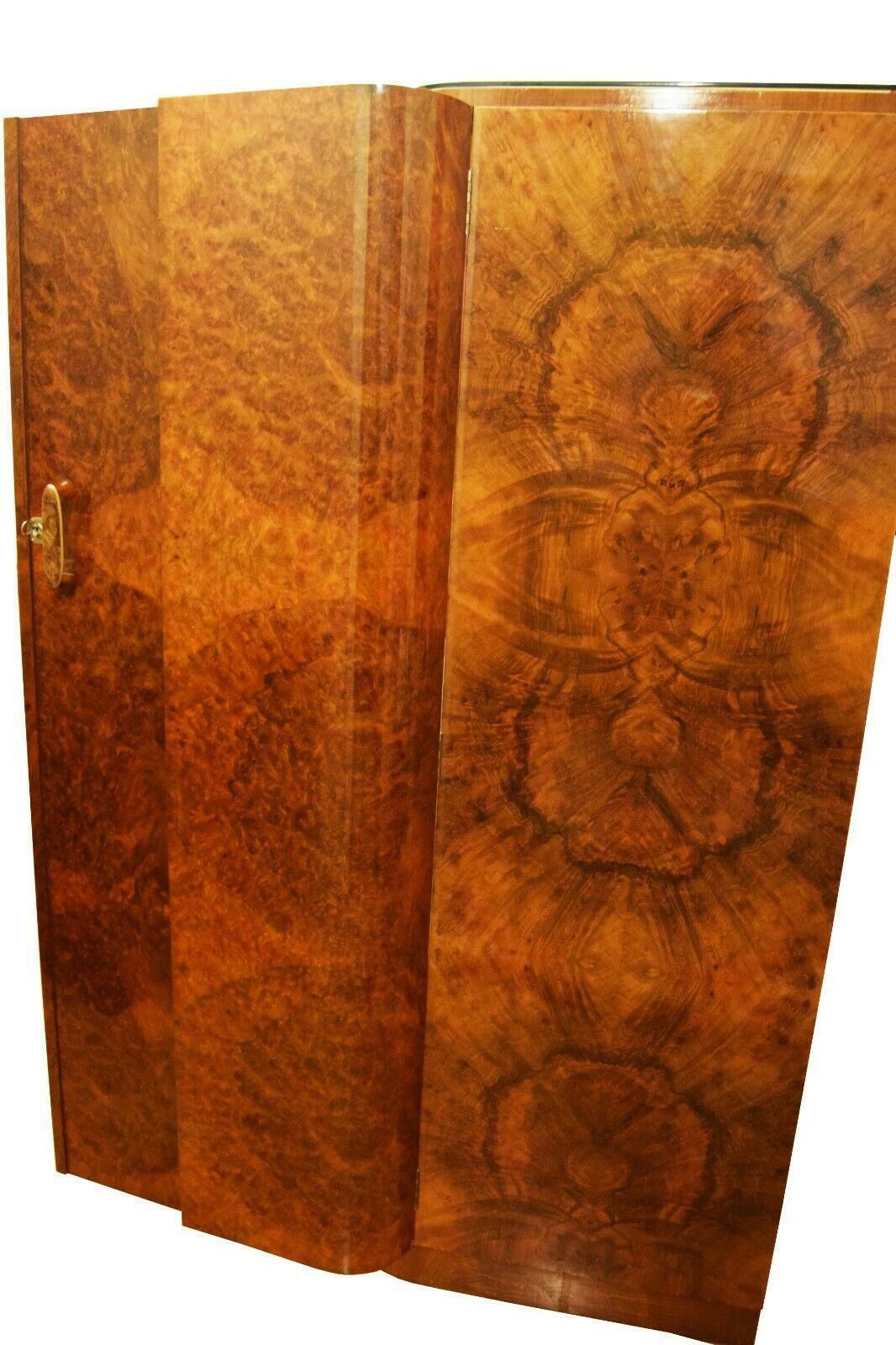 Stunning Epstein Art Deco Amboyna And Walnut Tall Boy Linen Chest photo for sale