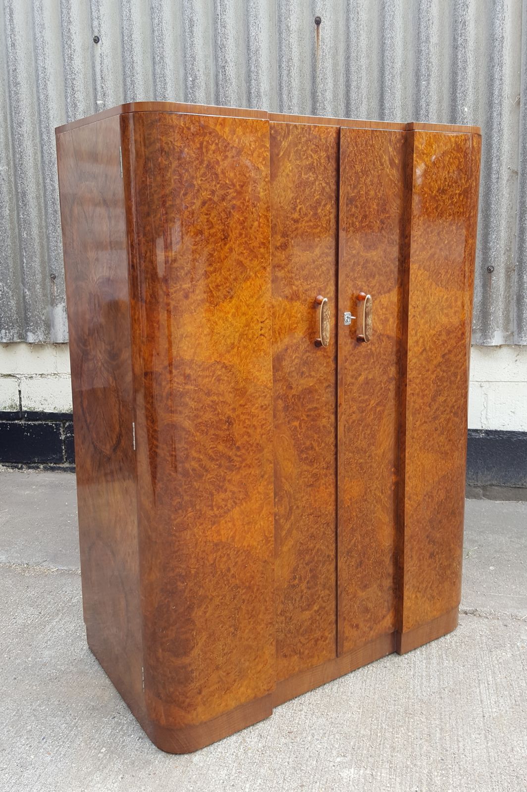 Stunning Epstein Art Deco Amboyna And Walnut Tall Boy Linen Chest