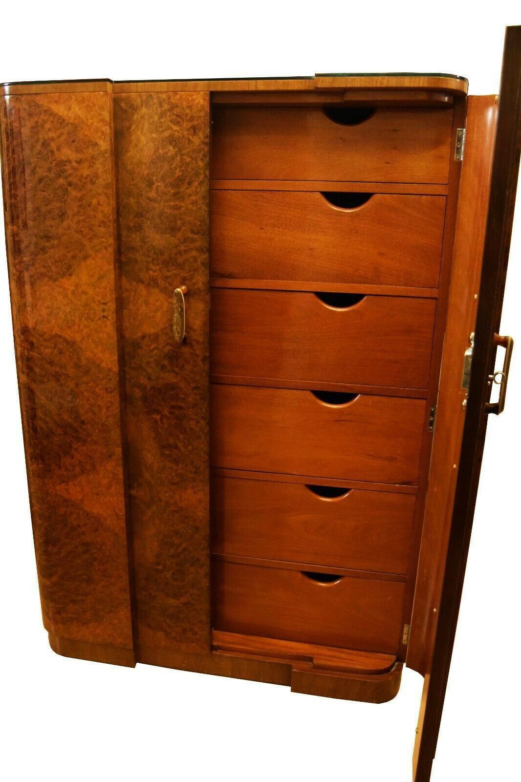 Stunning Epstein Art Deco Amboyna And Walnut Tall Boy Linen Chest photo buy
