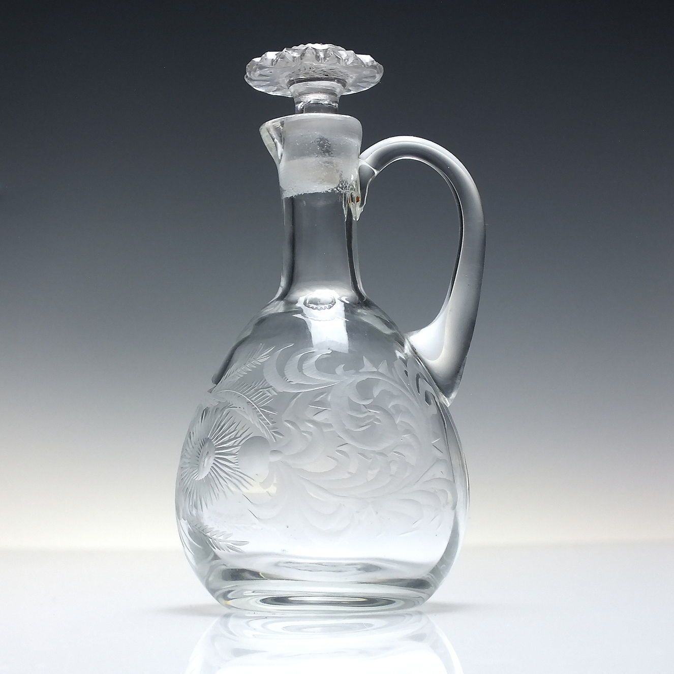 Rare 19th Century Sunflower Oil Condiment Glass Bottle C1860 photo vinterior