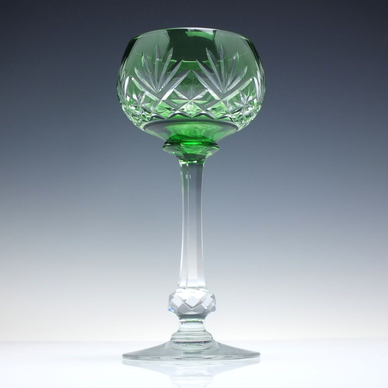 Six Antique French St Louis Massenet Green Hock Wine Glasses C1920 photo furniture