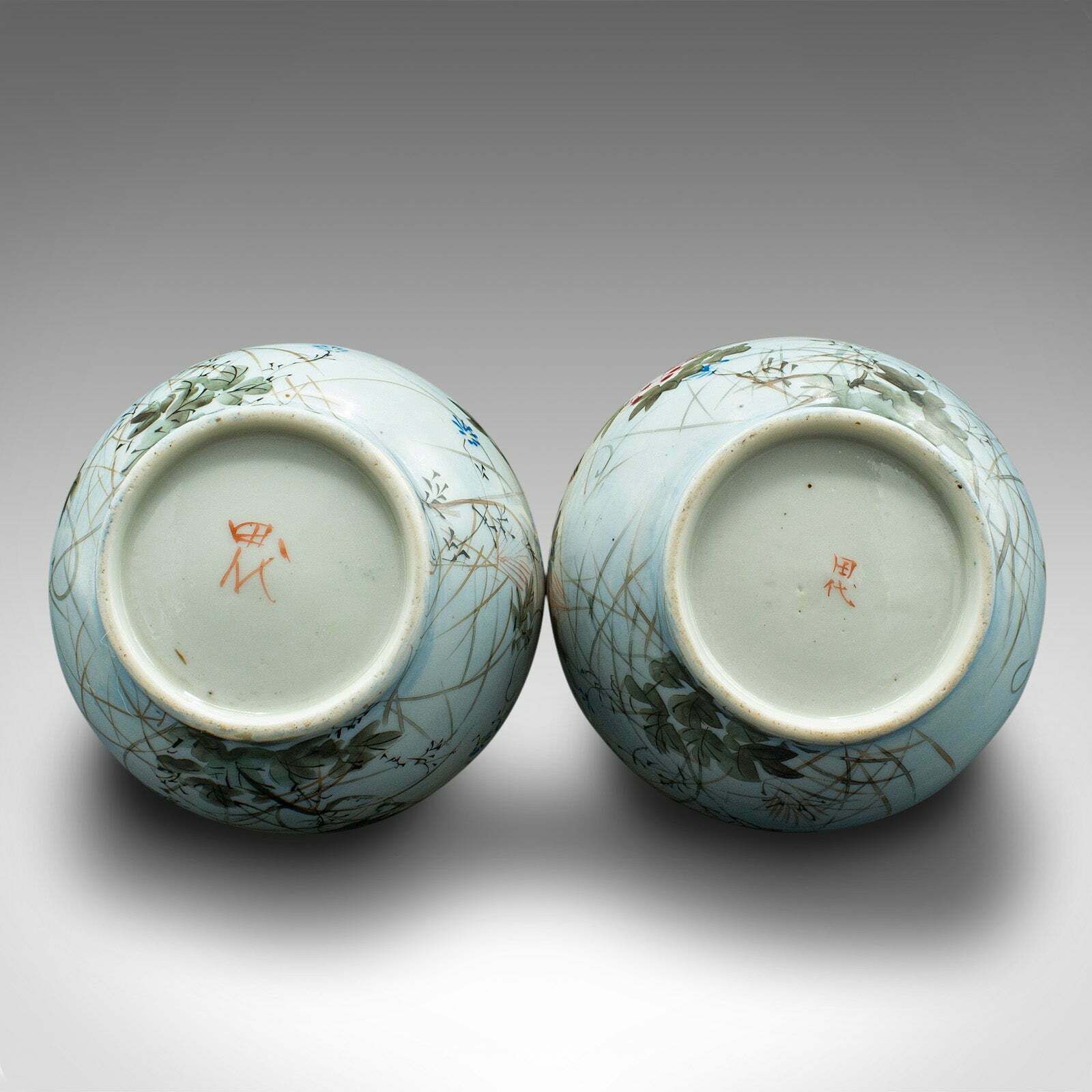 1007.0 Pair Of Antique Single Stem Vases, Japanese, Ceramic, Meiji Period, Victorian photo