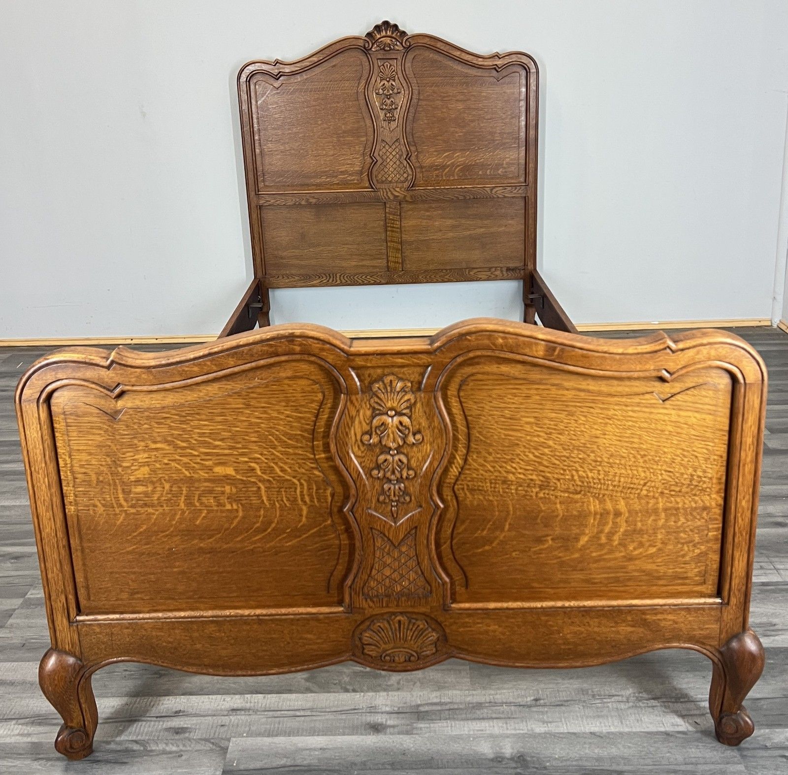 Bed Vintage French Louis XVI Double Single Frame Oak Carved Headboard Lot 4593 photo furniture