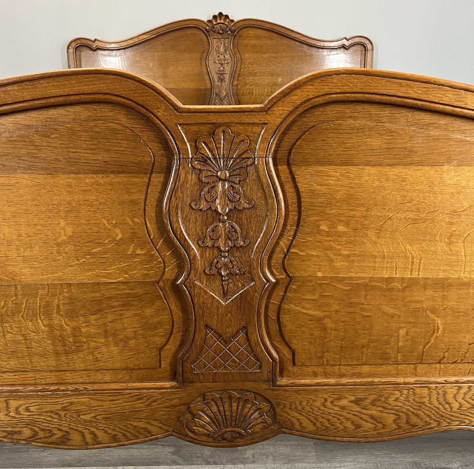 Bed Vintage French Louis XVI King Size Bed Frame Oak Carved Headboard Lot 4604 photo Furniture