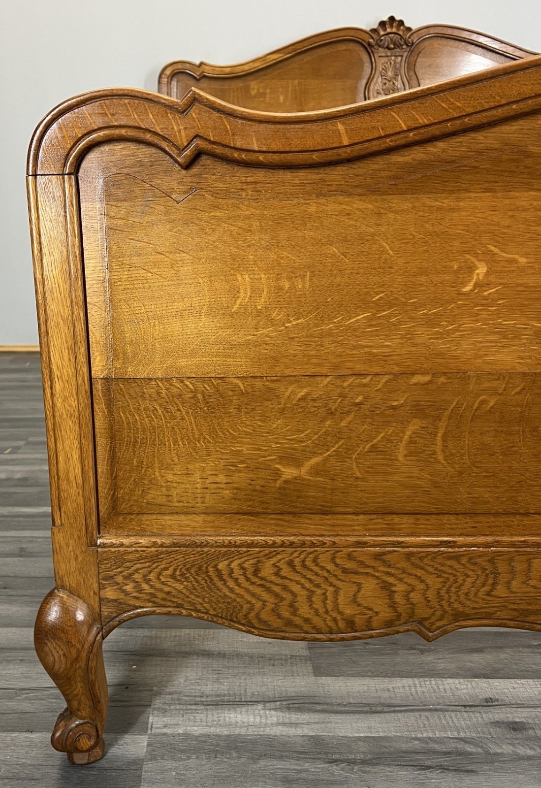 Bed Vintage French Louis XVI King Size Bed Frame Oak Carved Headboard Lot 4604 photo 599.0