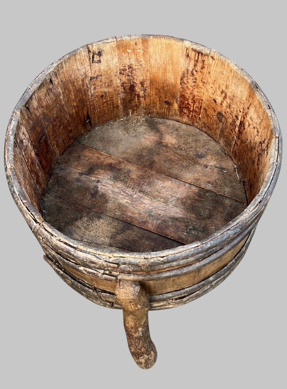 A Striking And Highly Sculptural 19th Century Primitive Wooden Tub photo for sale