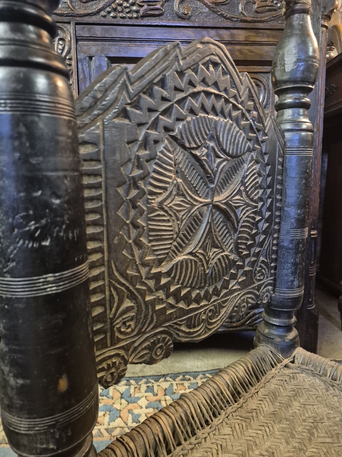 Magical Early 19th Century Matched Pair Of Nuristani Swat Valley Bedouin Cedar Ethnic Tribal Chairs photo vintage
