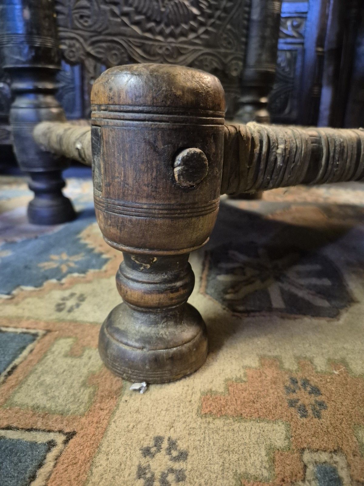 photo for sale Magical Early 19th Century Matched Pair Of Nuristani Swat Valley Bedouin Cedar Ethnic Tribal Chairs