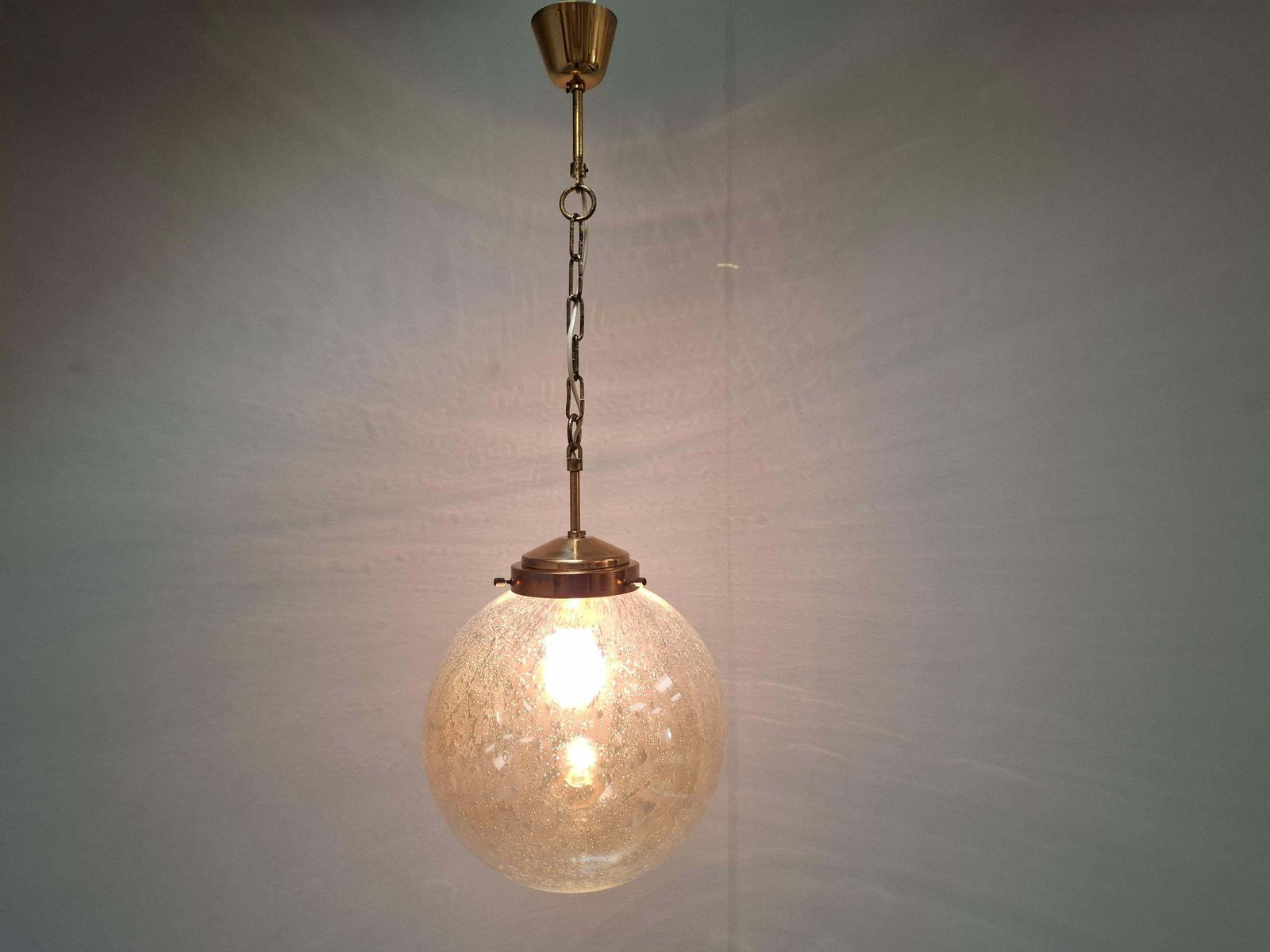 Midcentury Brass And Smoked Bubble Glass Pendant By Kamenický šenov, 1960s photo furniture