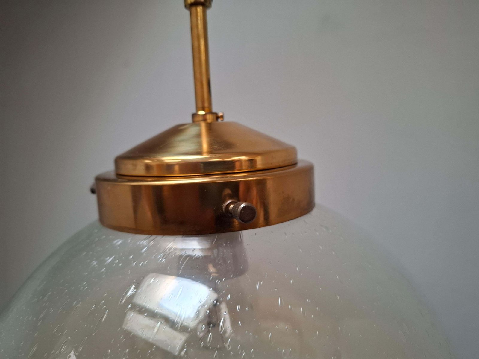 639.0 Midcentury Brass And Smoked Bubble Glass Pendant By Kamenický šenov, 1960s photo