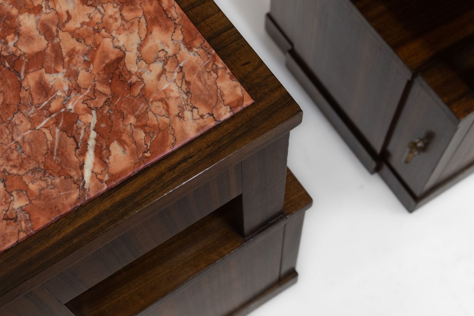 photo furniture Pair Mid Century Italian Macassar Ebony & Marble Bedside Cabinets Circa 1950