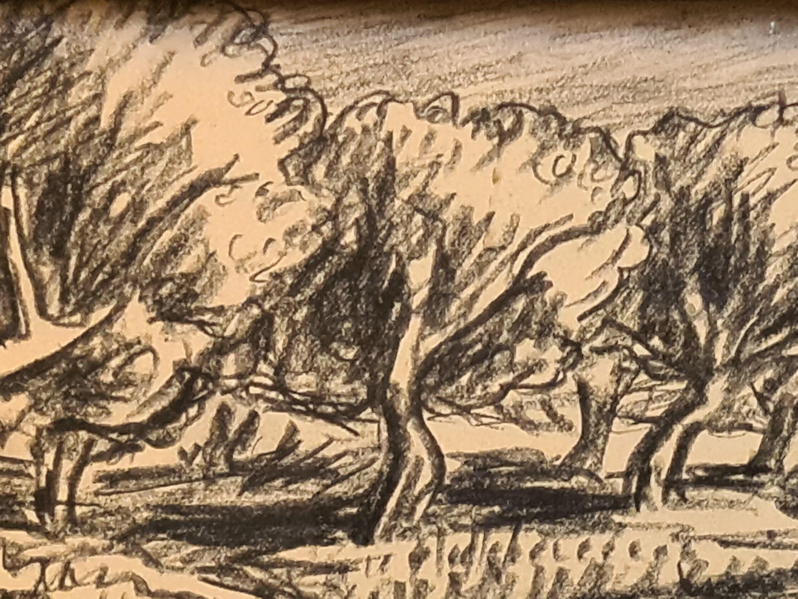 Auguste Chabaud French Landscape, Fauvist Drawing, The Olive Grove, 1900s photo vinterior