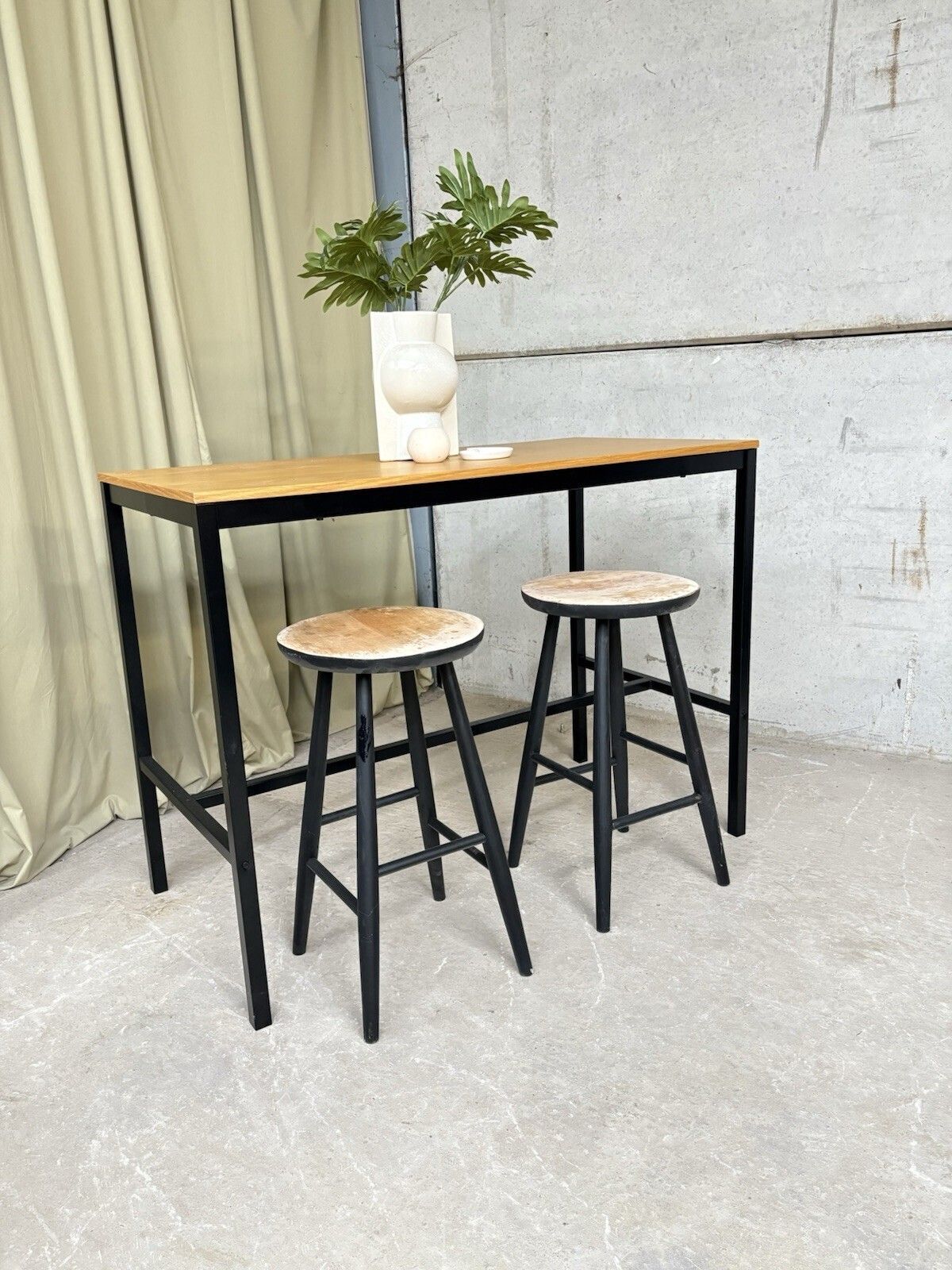 Industrial Mid Century Vtg Style Dining Kitchen Bench High Bar Table Island R953 photo for sale