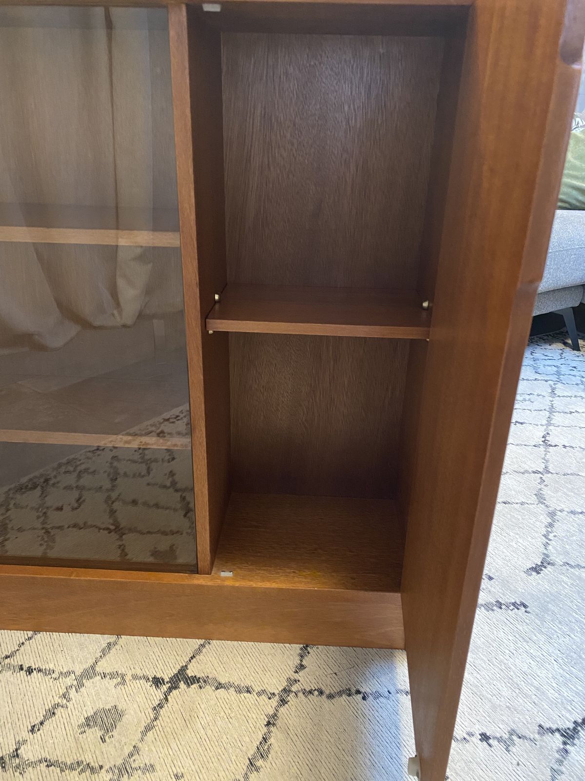 Mid Century Gibbs Teak Cabinet Bookcase With Sliding Glass Doors photo for sale