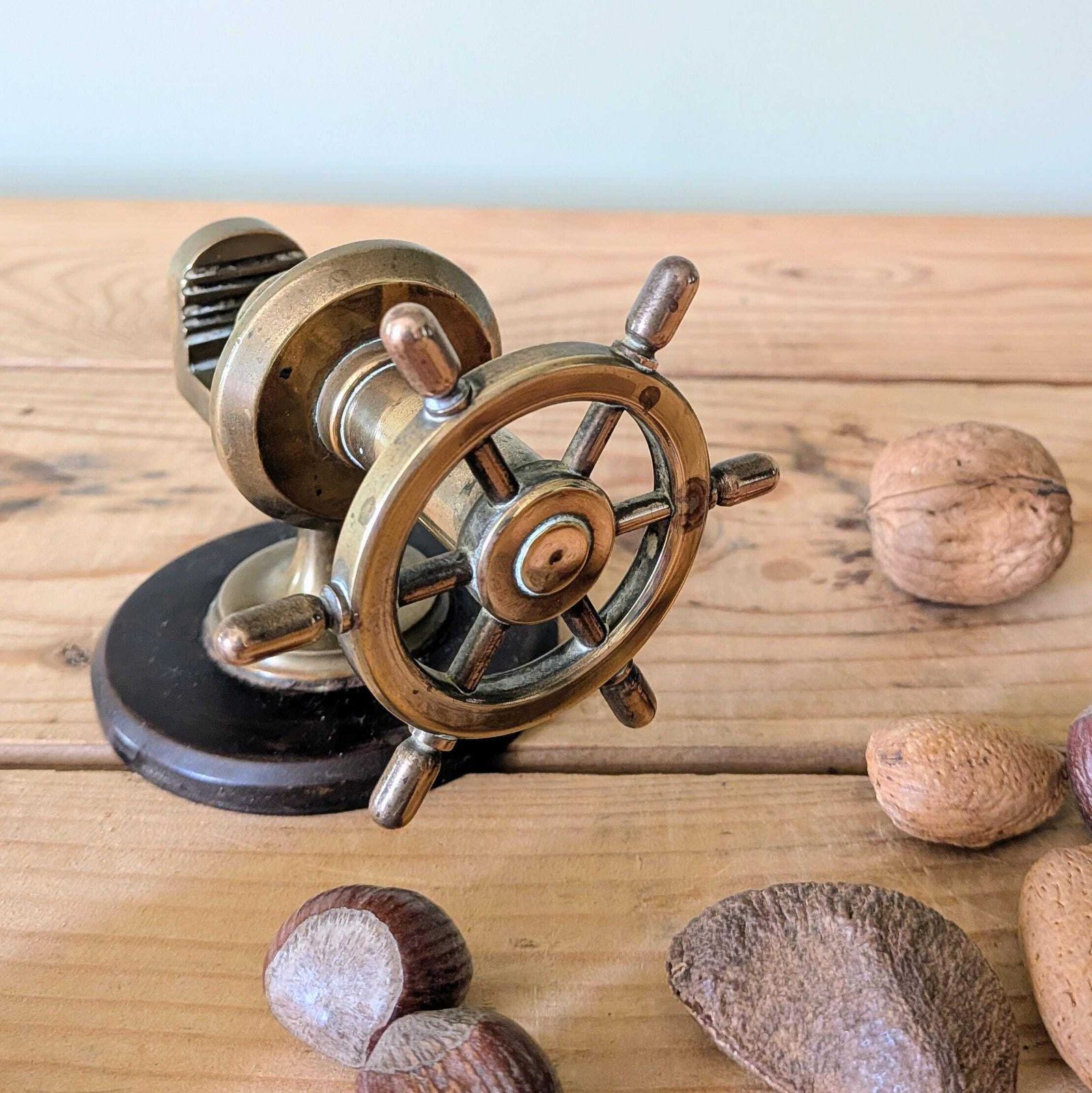 Antique Brass Nutcracker In The Form Of A Ship's Wheel C1920 photo 78.0