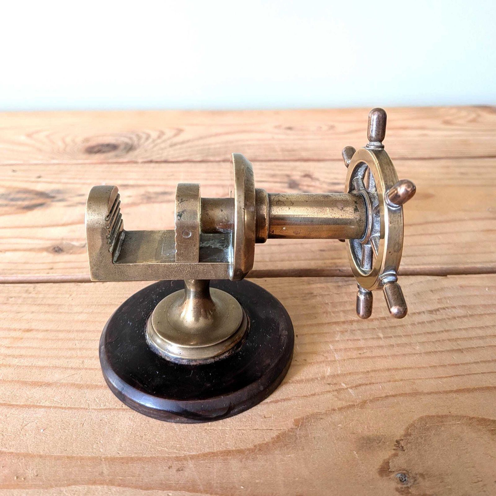 photo for sale Antique Brass Nutcracker In The Form Of A Ship's Wheel C1920