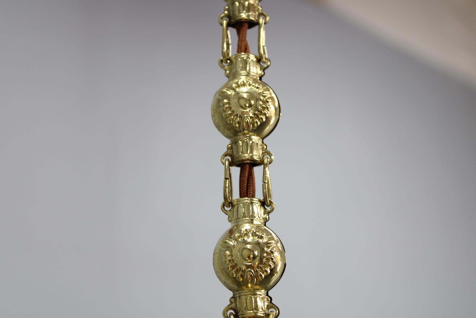 photo for sale Pair Of 1930s Peter Behrens Luzette Pendants In Opaline Glass And Brass