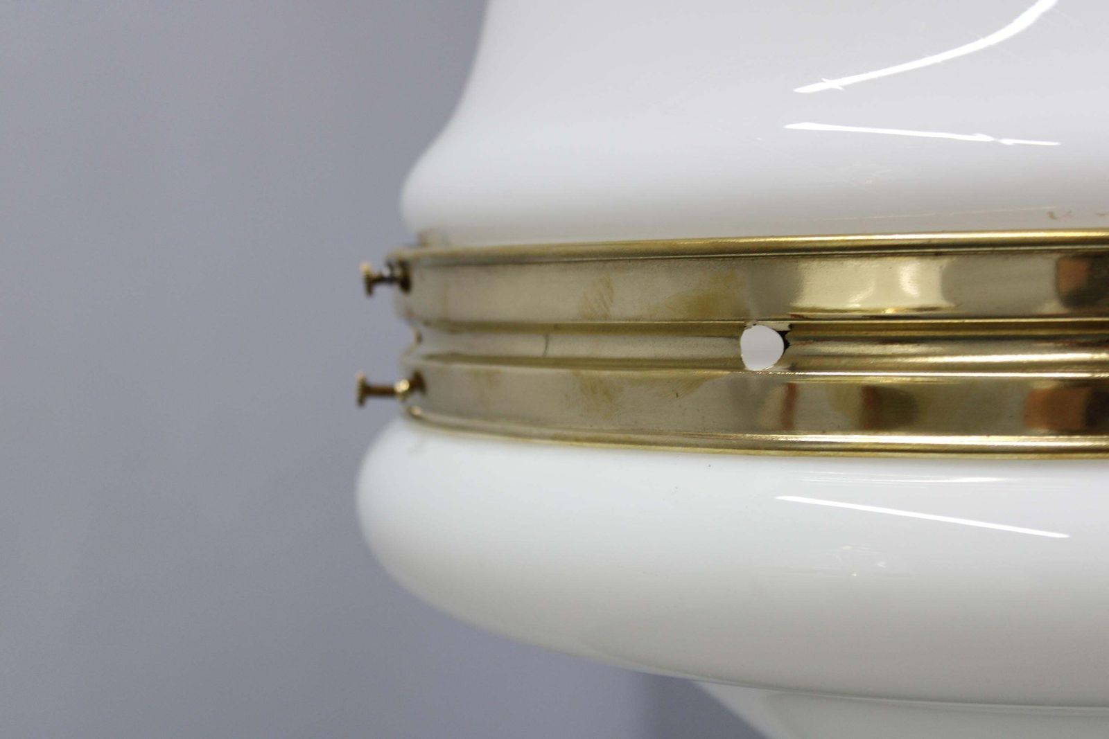 Lighting Pair Of 1930s Peter Behrens Luzette Pendants In Opaline Glass And Brass photo