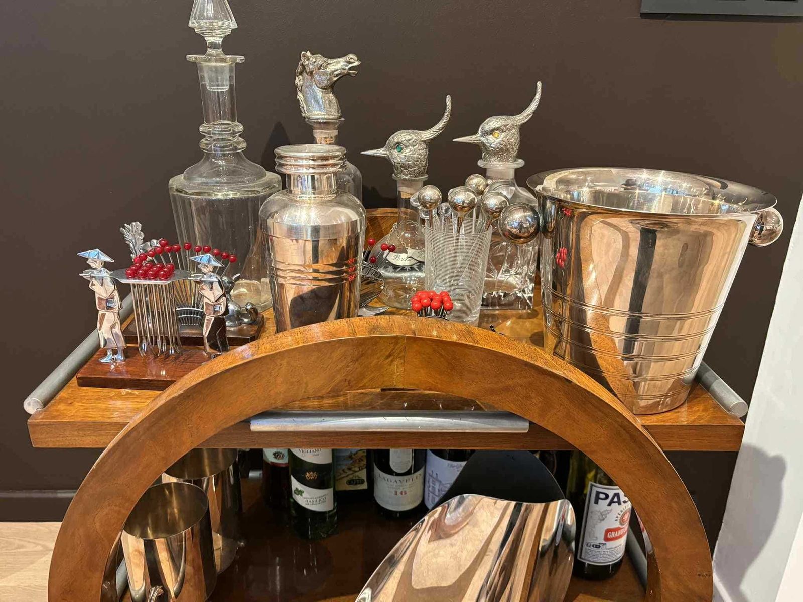 Champagne Bucket Silver Plated Art Deco Style Bar Cart Decor Christmas Table Wine Chiller Cooler Gift For Wedding Gift Man Cave photo vintage