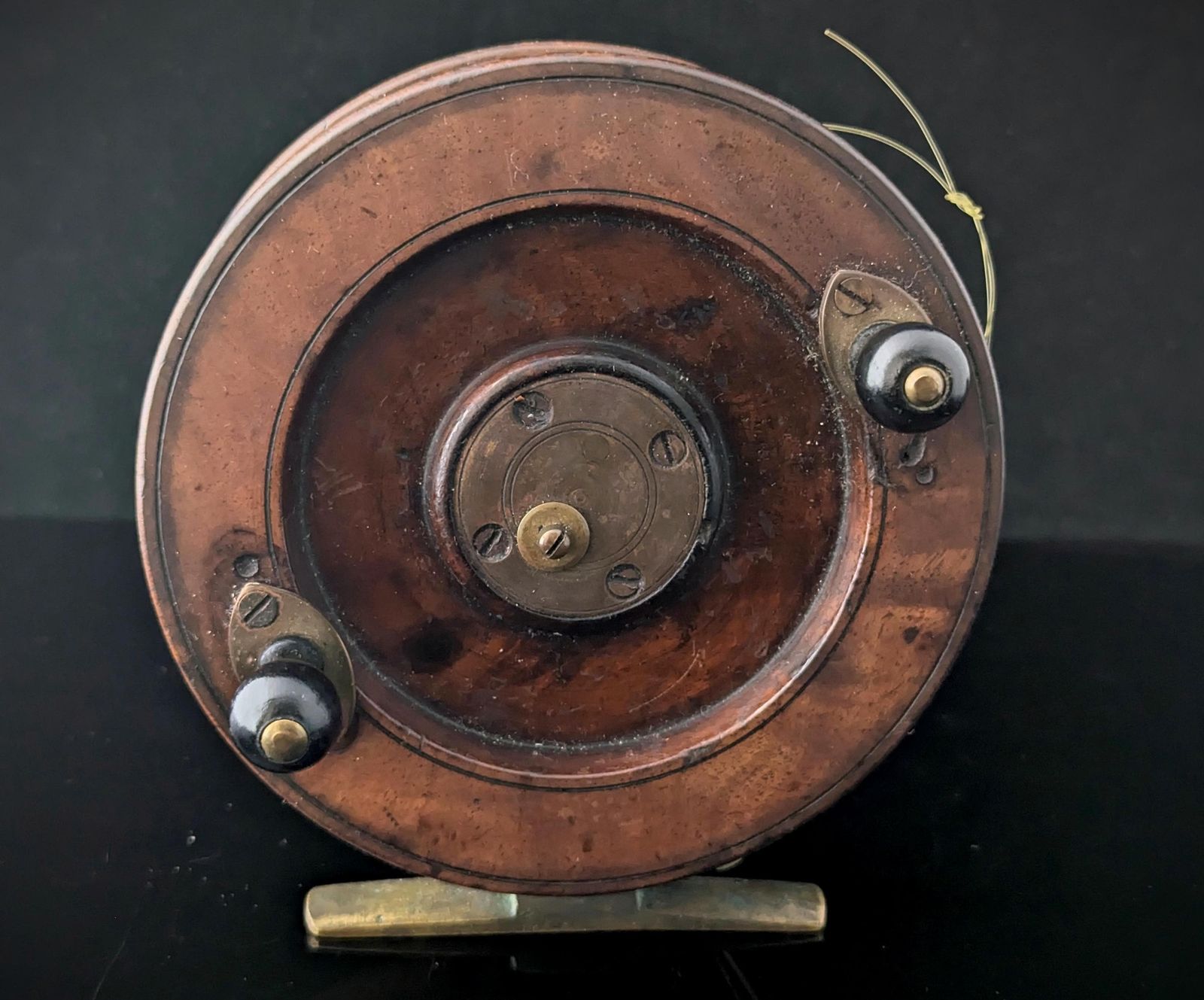 Large Antique Nottingham Style Fishing Reel, Walnut And Brass
