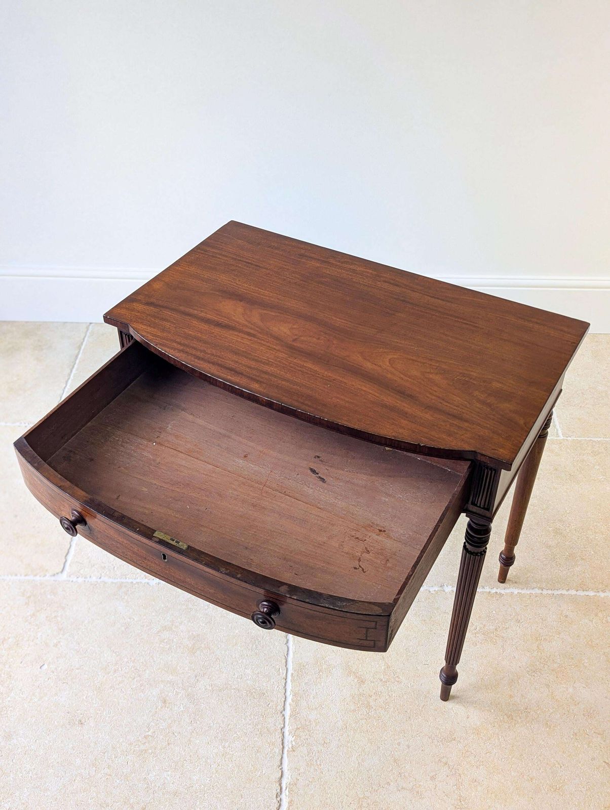 965.0 Antique Early 19th Century Mahogany Bow Front Writing Table photo