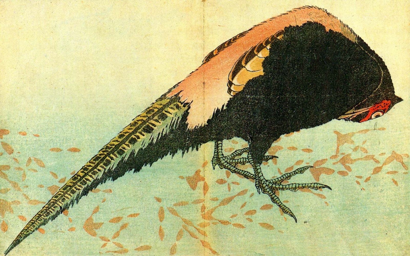 Hokusai   C1830s Peacock In The Snow Vintage Reproduction Poster