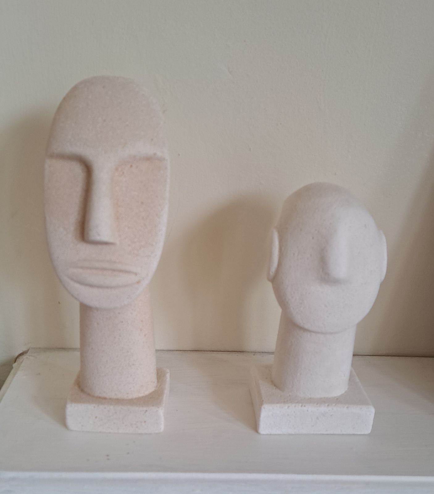 A Pair Of Greek Minimalist Sculptures On Plinth Museum Copies Plaster photo for sale