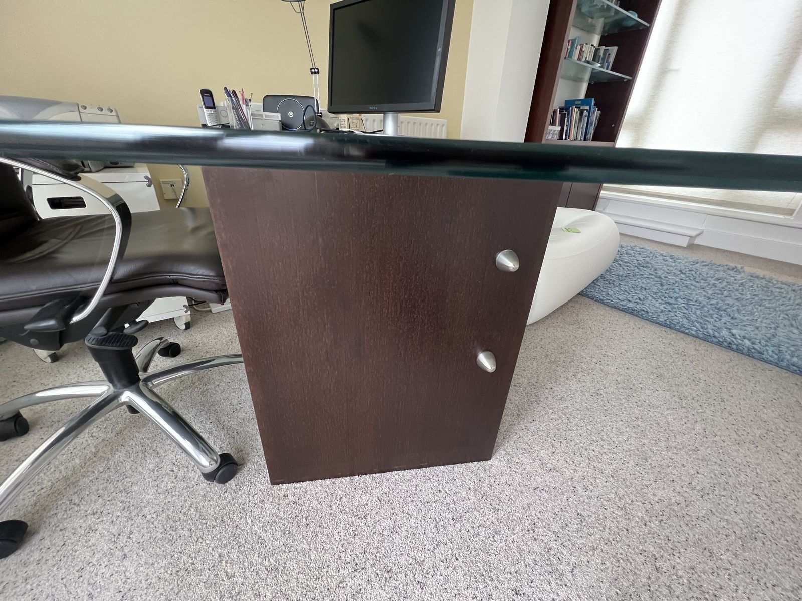 Contemporary Designer Home Office Suite: Desk, Chair And Matching  Bookcase photo for sale