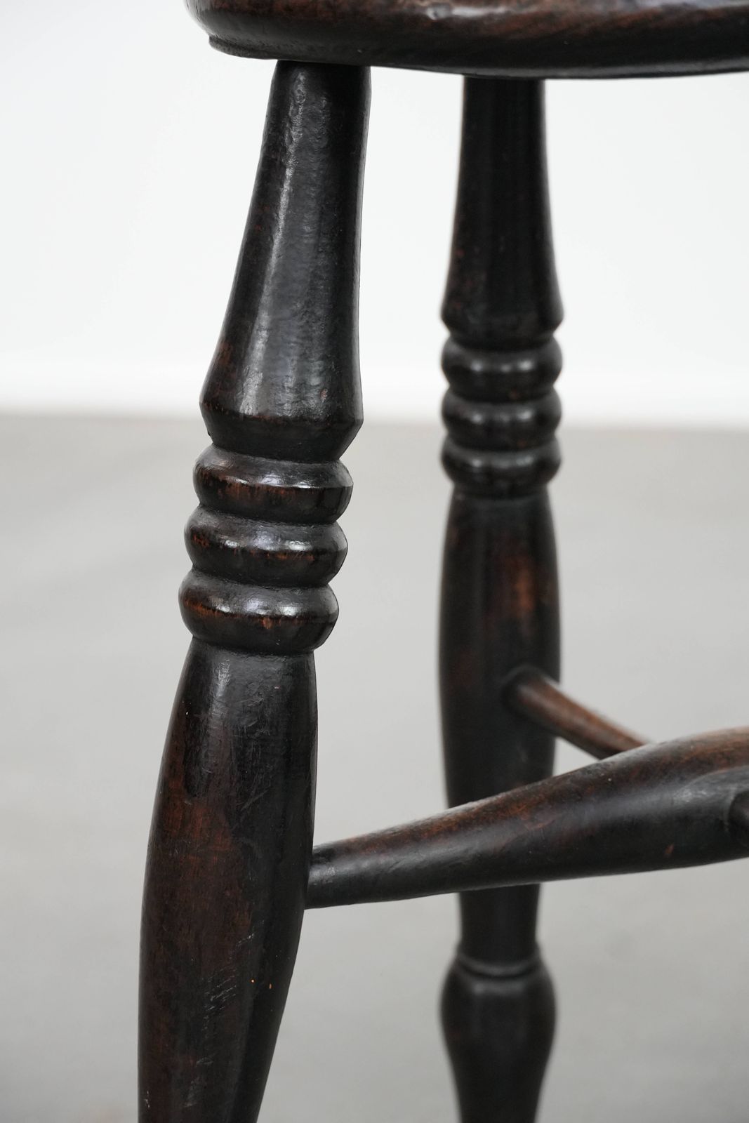 photo for sale English Antique Classic And Timeless Windsor Stool From The 18th Century With Character And A Beautiful Color Scheme