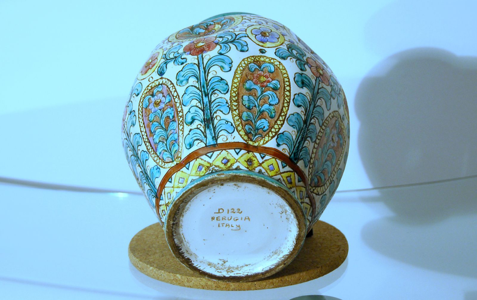 photo for sale Majolica Vase Polychrome / Perugia Italy 1940 / Gualdo Tadino