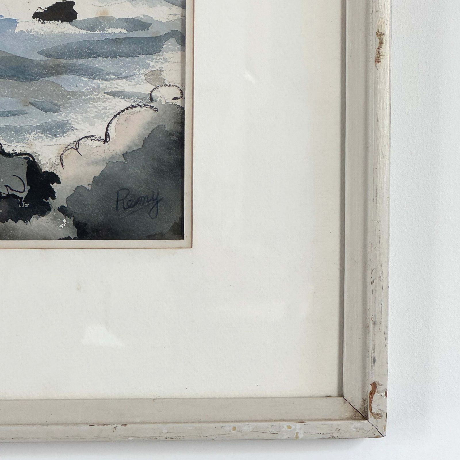 Adolphe Remy Large Watercolour And Charcoal Painting photo furniture