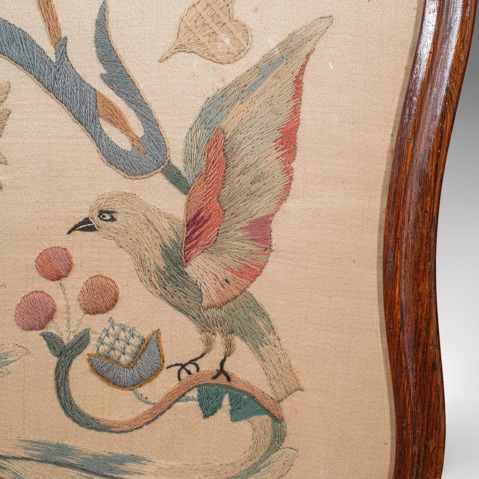 photo furniture Antique Pole Screen, English, Embroidered Fire Panel, Reflector, Early Victorian