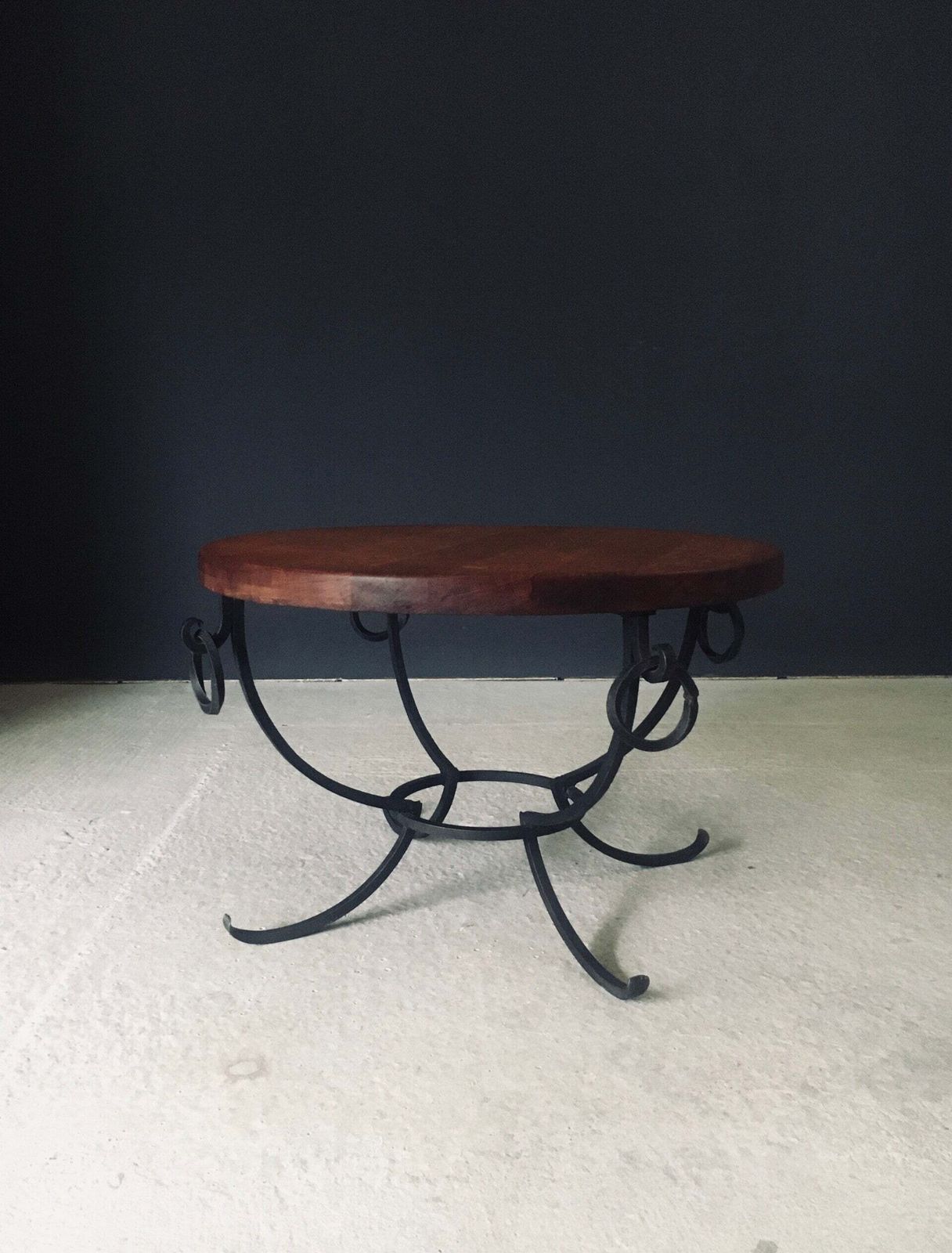 Rustic Design Oak & Wrought Iron Coffee Table, Belgium 1950's photo Furniture