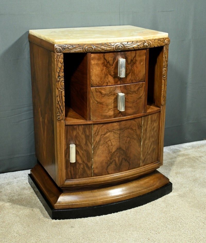 Walnut Burl Bedside Table, Art Deco – 1930 photo furniture