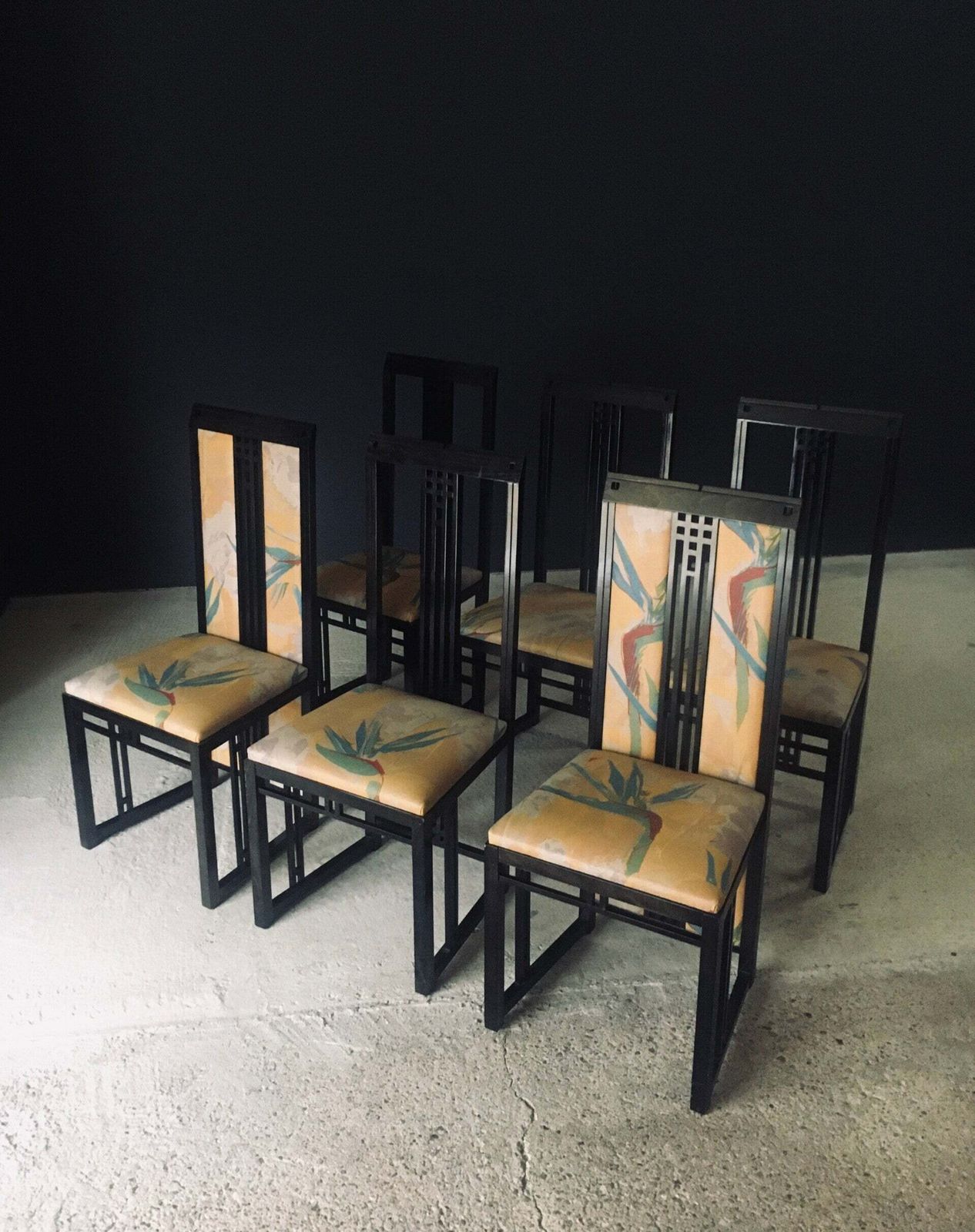 photo furniture Postmodern Design 'Galaxy' Dining Chair Set By Umberto Asnago For Giorgetti, Italy 1980's