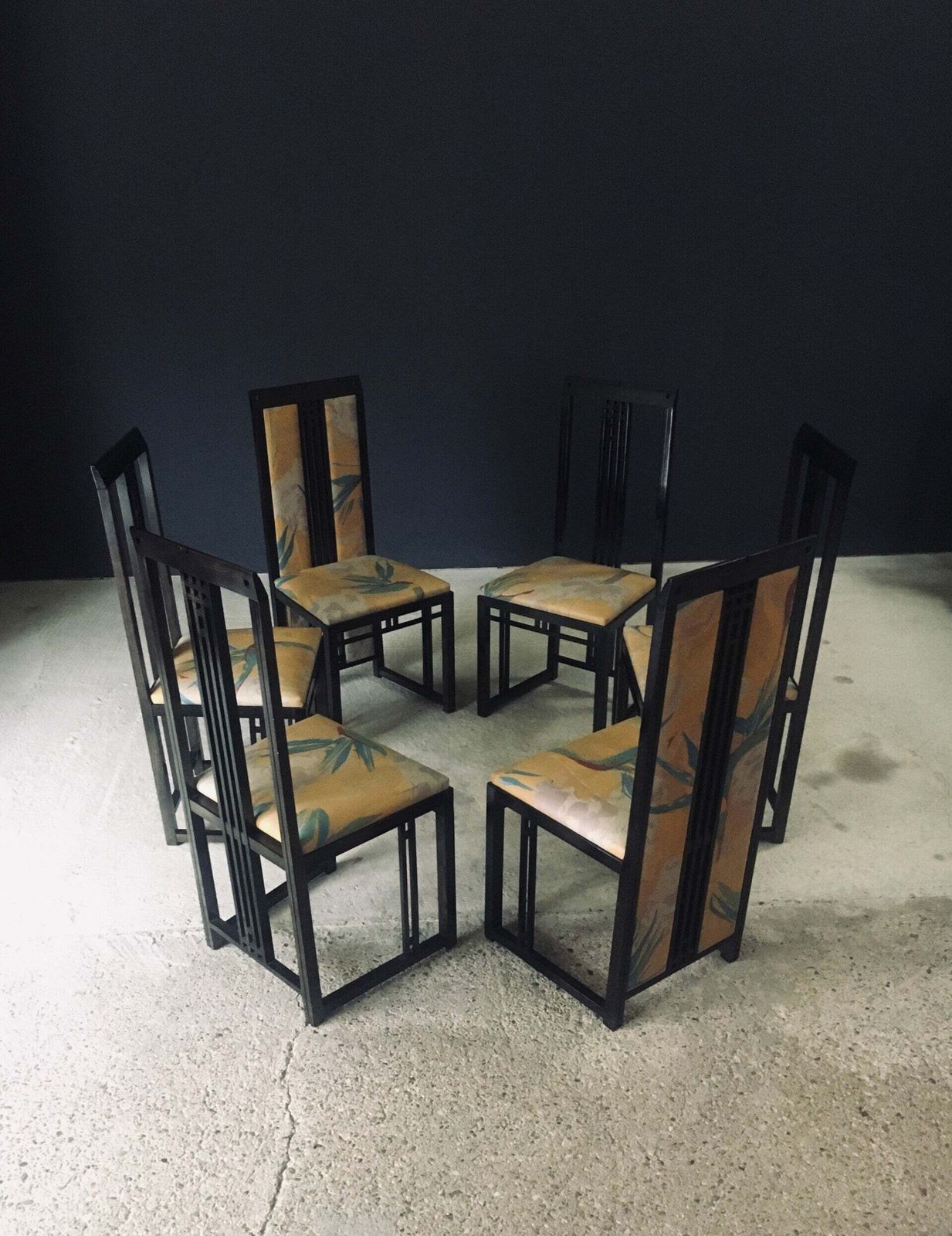 Furniture Postmodern Design 'Galaxy' Dining Chair Set By Umberto Asnago For Giorgetti, Italy 1980's photo