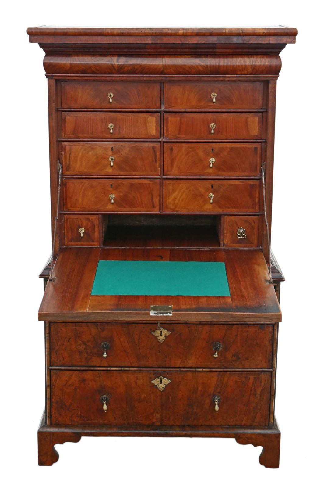 Antique Queen Anne Early 18th Century Inlaid Burr Walnut Escritoire Desk / Chest – Fine Quality photo Furniture