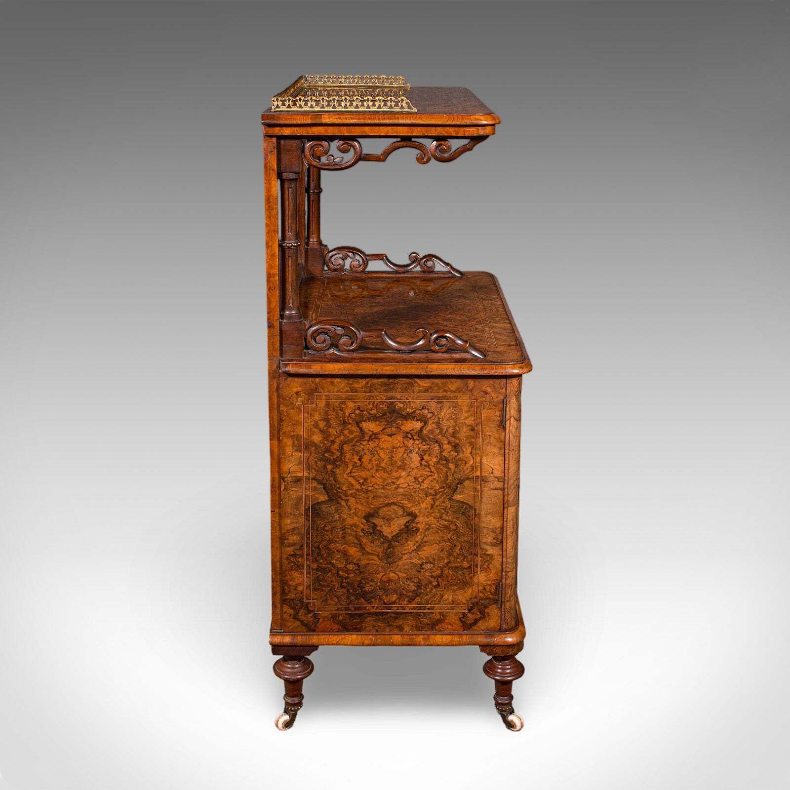 Antique Pianist's Lounge Server, English, Burr Walnut, Music Cabinet, Victorian photo Furniture