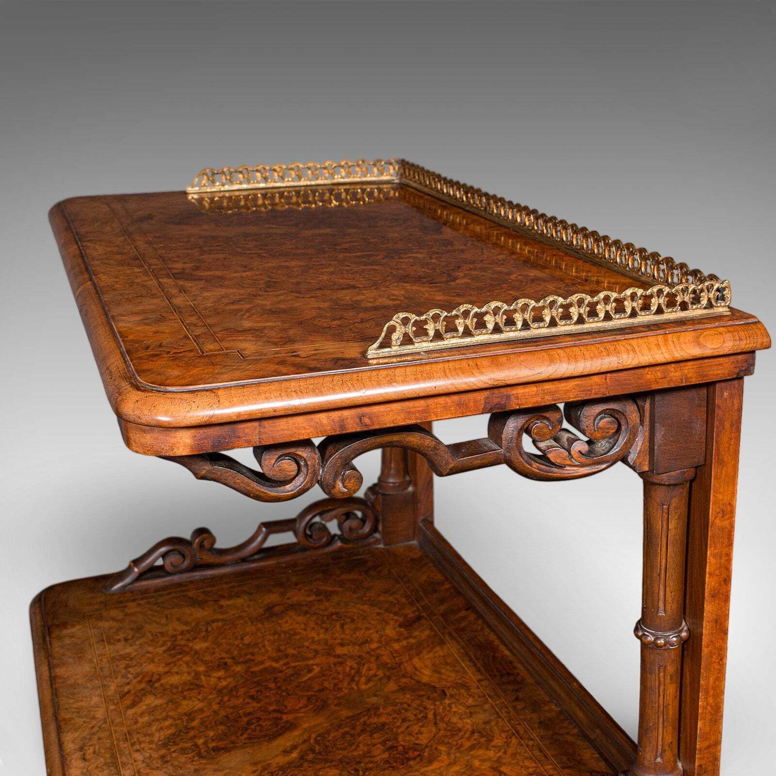 photo furniture Antique Pianist's Lounge Server, English, Burr Walnut, Music Cabinet, Victorian