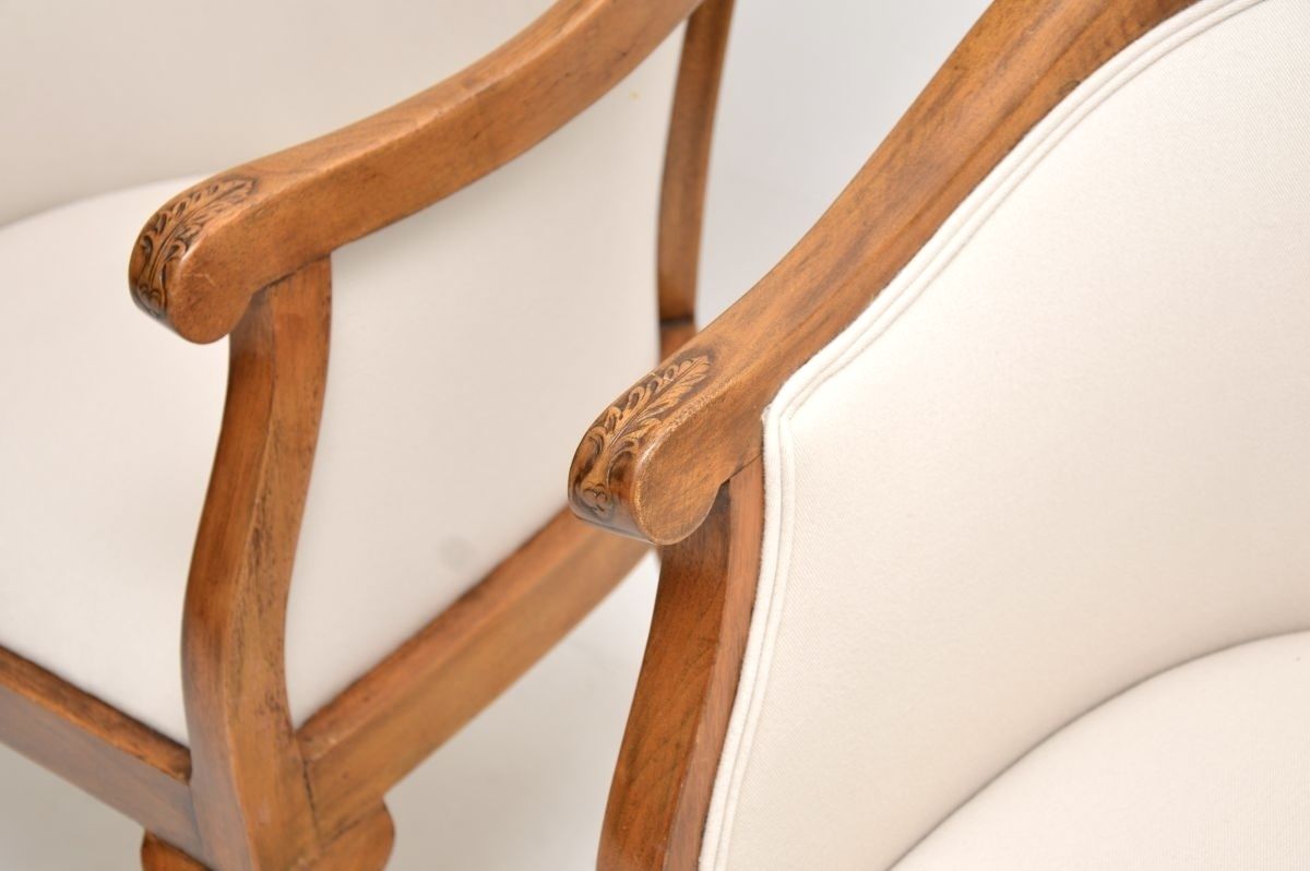 Pair Of Antique Queen Anne Style Walnut Tub Armchairs photo vinterior