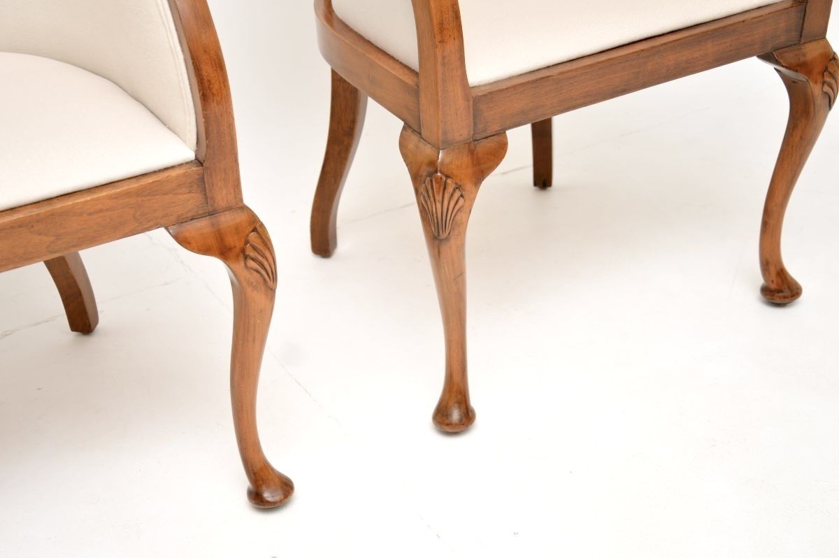 photo furniture Pair Of Antique Queen Anne Style Walnut Tub Armchairs