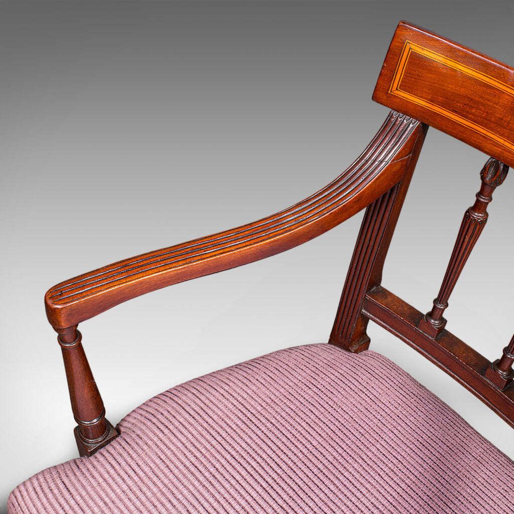 Antique Morning Room Chair, English, Desk, Elbow Seat, Reception Hall, Regency photo vintage