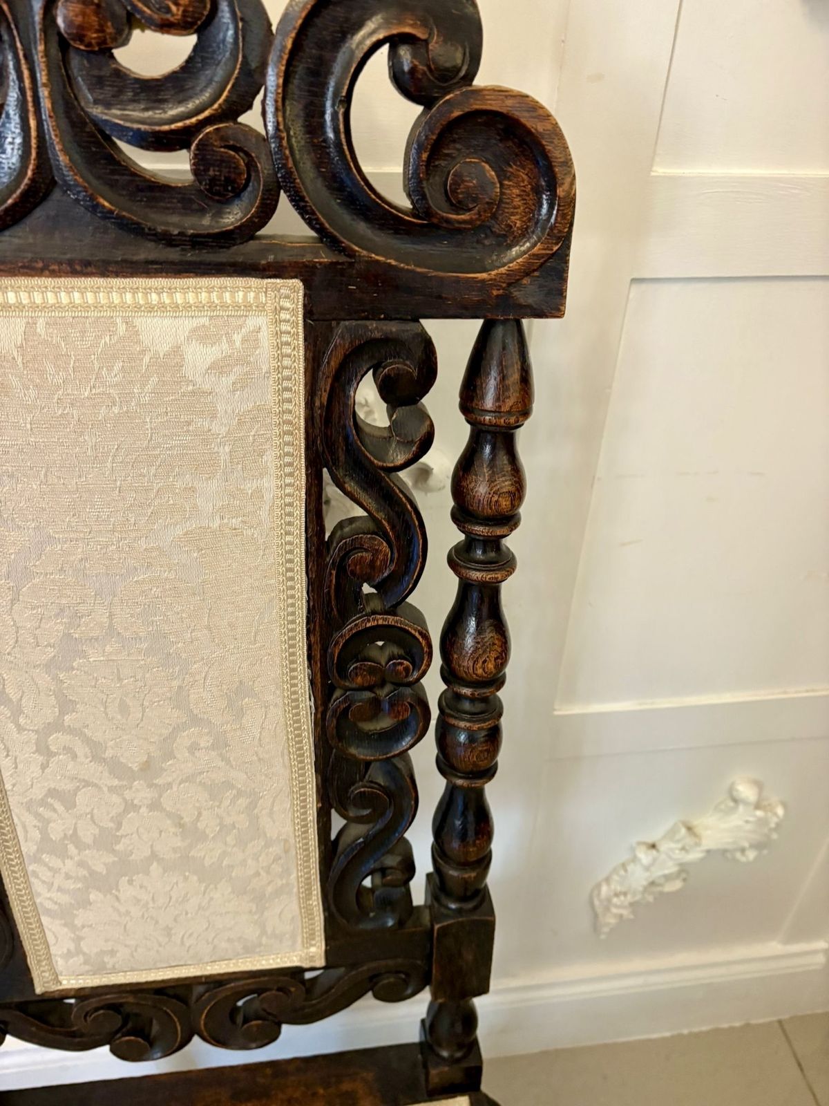 Antique 19th Century Quality Set Of 4 Carved Oak Dining Chairs photo buy