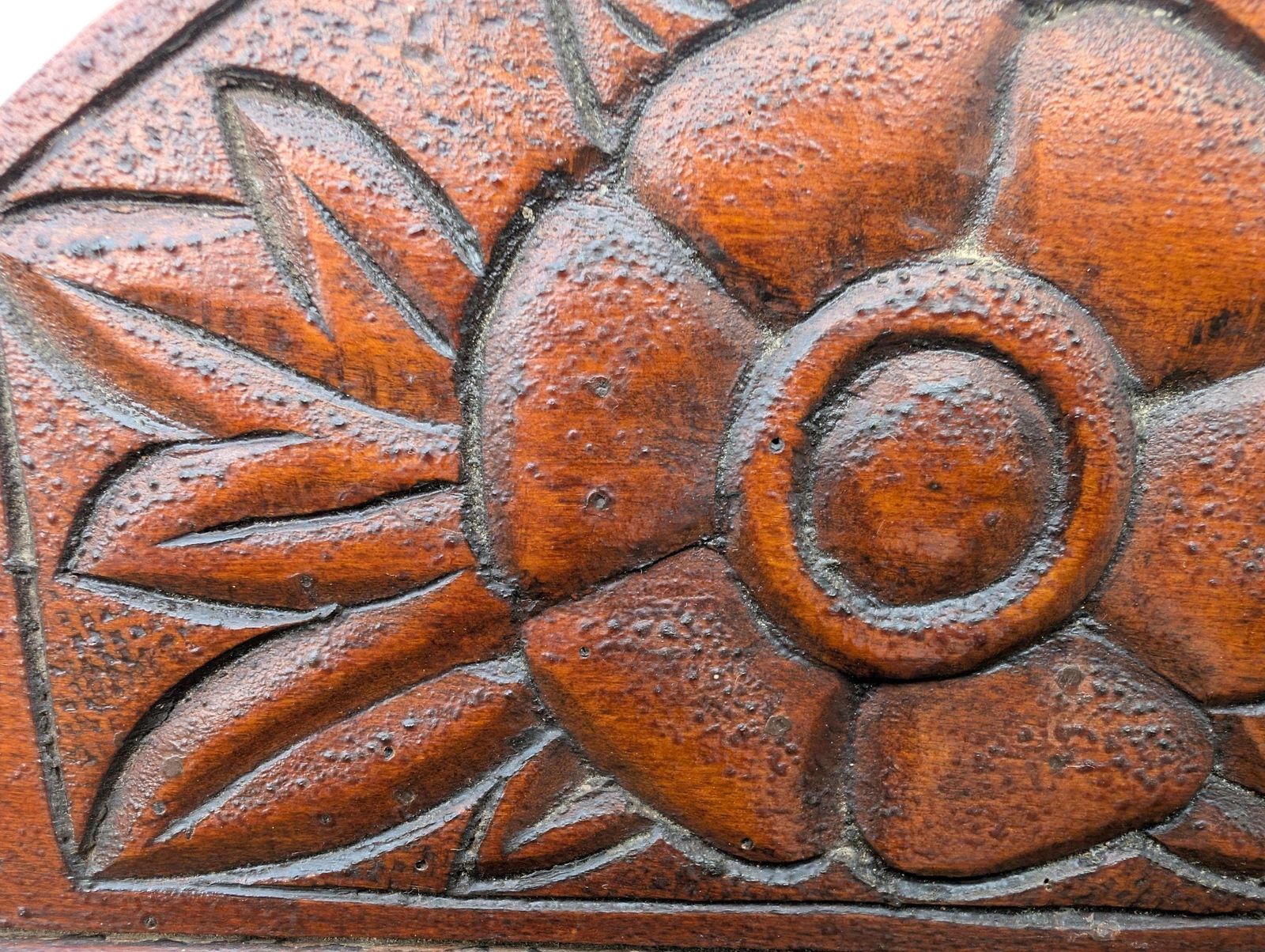 Large Art Nouveau Carved Oak Wall Cabinet With Mirror – Floral Motif –1920s photo 298.0