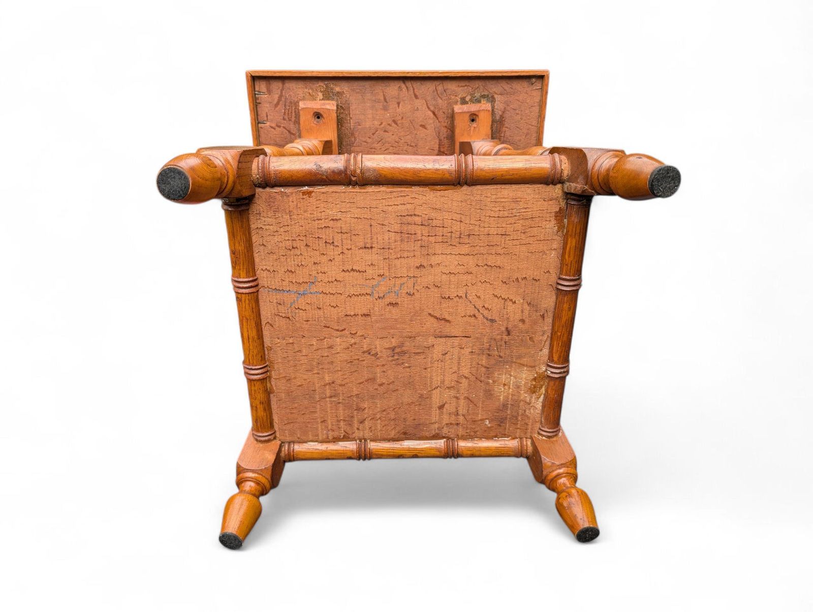 Furniture Rustic Oak Side Table: Arts & Crafts Plant Stand With Faux Bamboo, 1930s photo